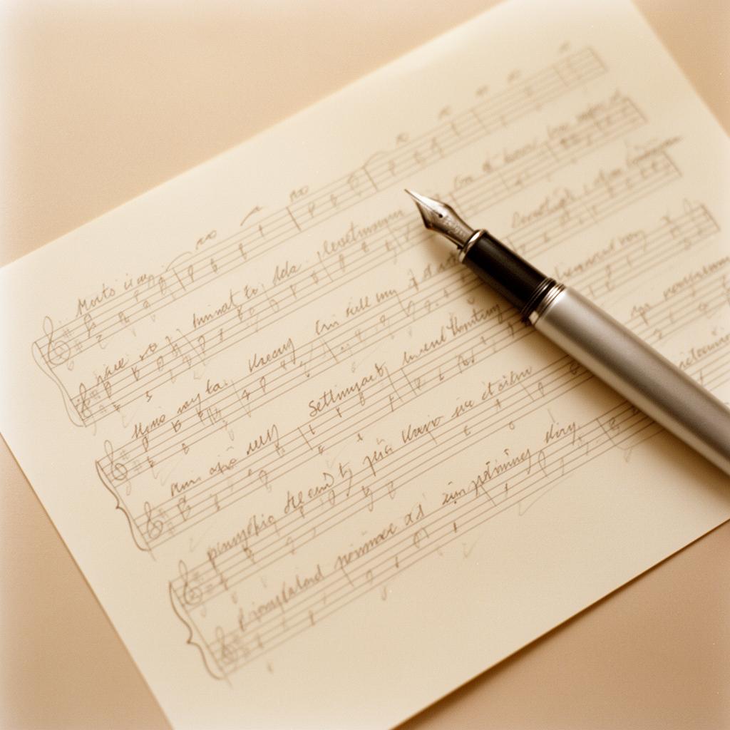 Handwritten musical score on cream paper